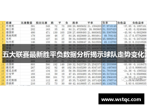 五大联赛最新胜平负数据分析揭示球队走势变化